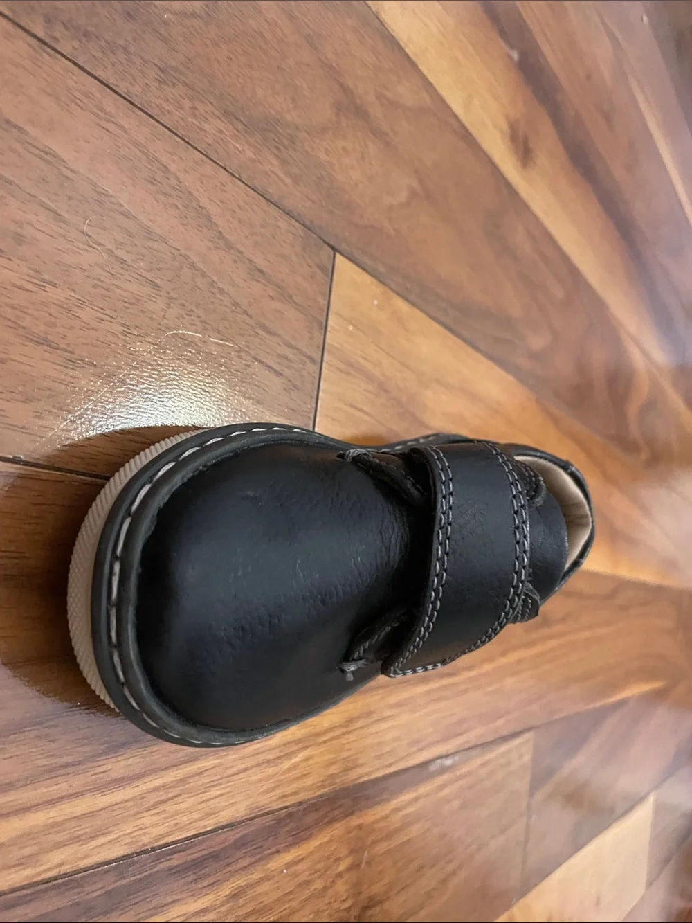 Johnston & Murphy Kids Black Leather Velcro Strap Dress Shoes